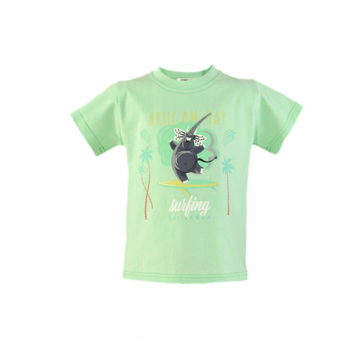 Tricou baieti cu logo Miranda Verde cu elefanti 2-3 ani - Miranda