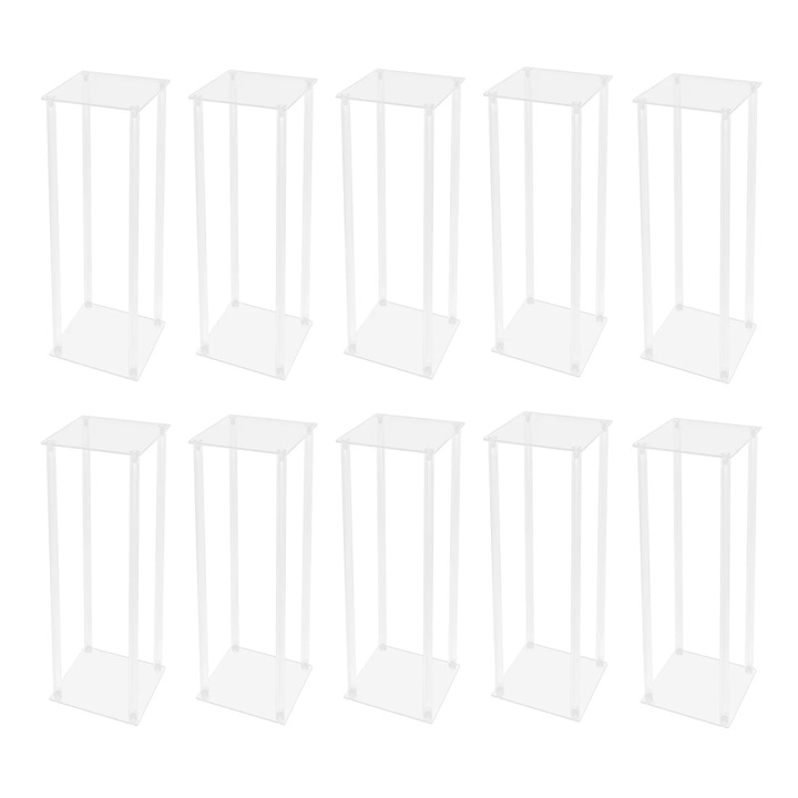 Suporturi pentru flori din acril, Standuri dreptunghiulare de expunere, Set 10 bucati, Pentru nunta, petreceri, acasa, Transparent