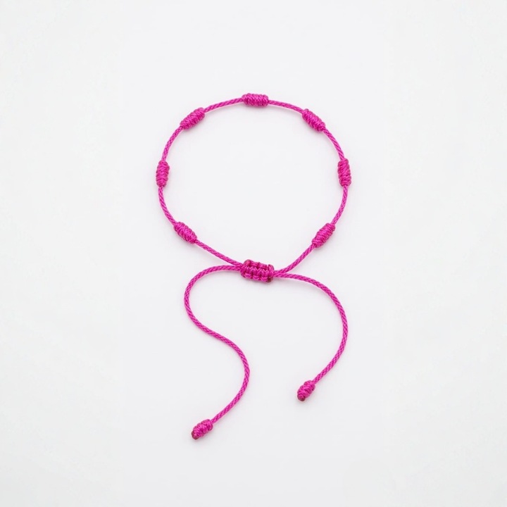 Bratara Luckylu, 7 Noduri, roz intens, reglabila, unisex