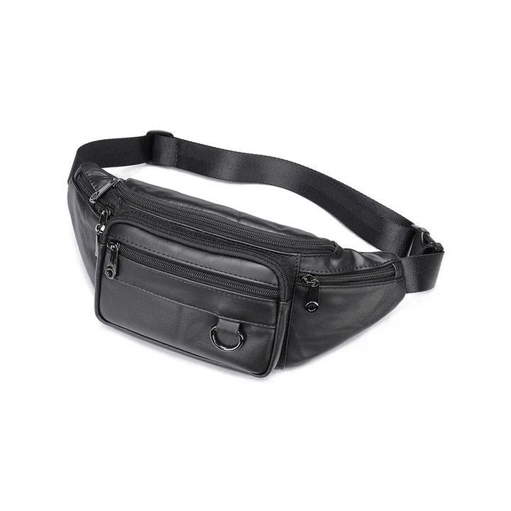 Férfi övtáska, Iseron GT3800, valódi bőr, fekete modell