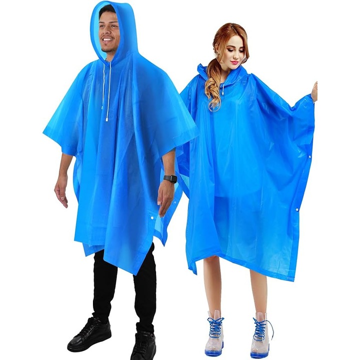 Дъждобран Viva, водоустойчив, с качулка, син, универсален размер