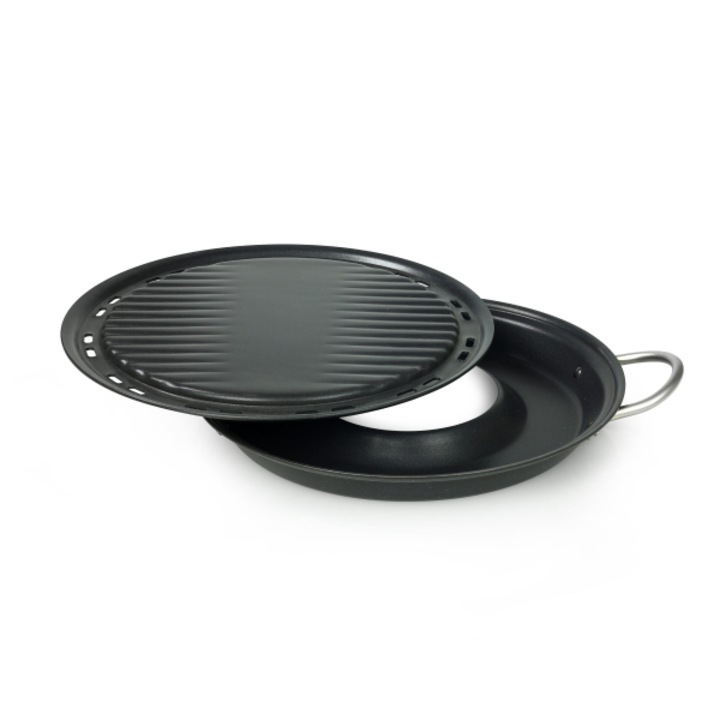 Tigaie Grill fara fum Flonal, NON SMOKE, 30cm, 2 piese, Grill cu recipient de apa