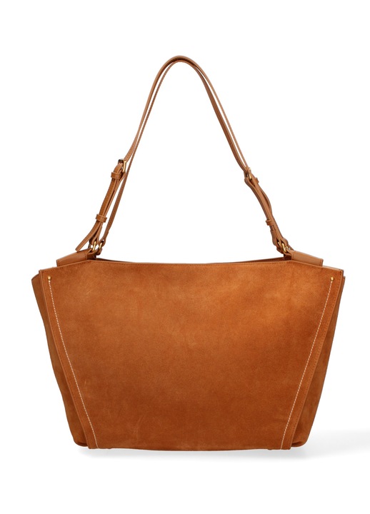 Chiara Ferretti, Geanta shopper de piele intoarsa cu bareta Evanthe Chic, Maro camel