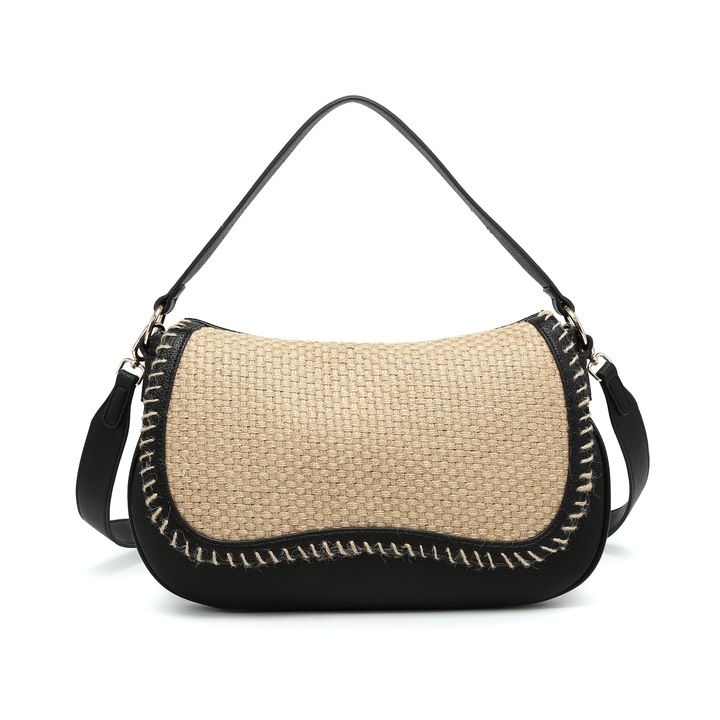 Kassandra, Geanta de umar cu insertie tesuta, Negru