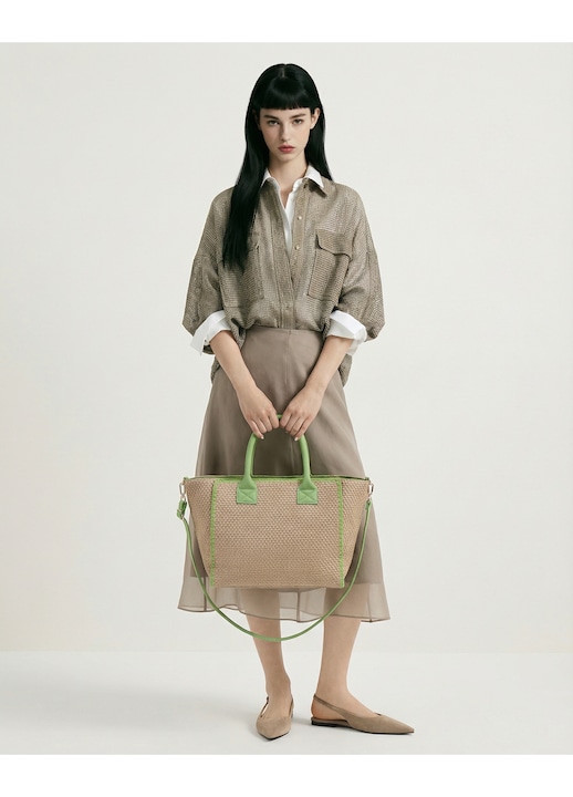 Kassandra, Geanta tote cu aspect tesut Auriga, Verde