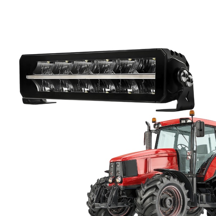 Proiector LED Bar, FONIX TerraForce Pro, Putere 60W, Intensitate 6000 Lumeni, Pozitie DRL Alba, Rezistenta IP67 La Apa Si Praf, Carcasa Aluminiu, Tensiune 12V-24V, Ideal Pentru Tractoare/Combine/Utilaje Agricole, 20x6x6cm, Negru