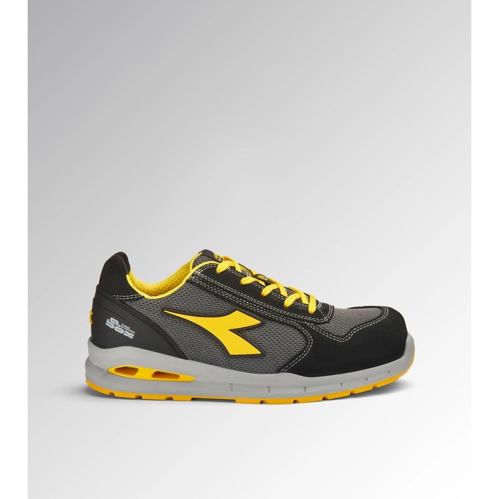 Pantofi de protectie S1PS ESD, Diadora RUN A.BOX LOW, bombeu compozit, piele intoarsa, culoare galben cu negru, marimea 43