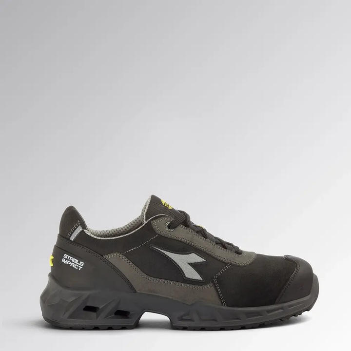 Pantofi de protectie S3S ESD, Diadora SHARK STAB, bombeu compozit, piele intoarsa, culoare negru cu gri, marimea 43