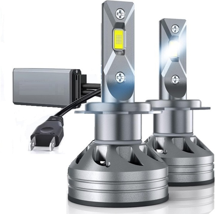 Set 2 Becuri Auto, Led H7 cu ventilator, CANBUS, 150w, 21000lm, IP68, 6000k, tensiune 12v, Alb