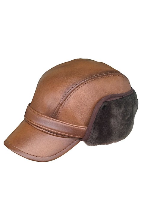 Sapca din piele si blana naturala, SP0076, marimea 60 cm