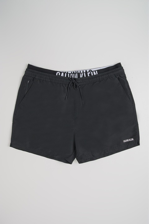 CALVIN KLEIN, Pantaloni scurti de baie cu buzunare cu fermoar, Negru antracit, M