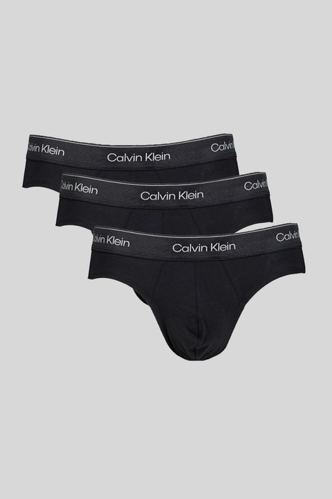 CALVIN KLEIN, Set de chiloti cu logo in talie - 3 perechi, Negru carbon, L