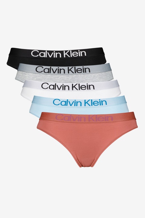 CALVIN KLEIN, Бикини с лого - 5 чифта, Бял/Черен/Син