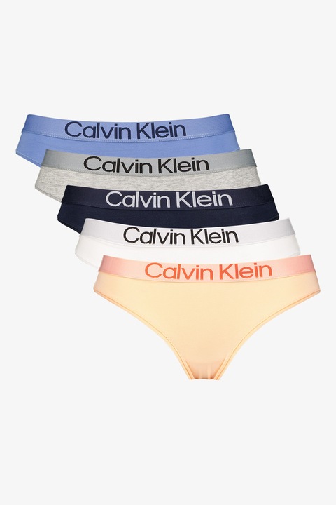CALVIN KLEIN, Бикини с лого - 5 чифта, Бял/Розова сьомга/Син