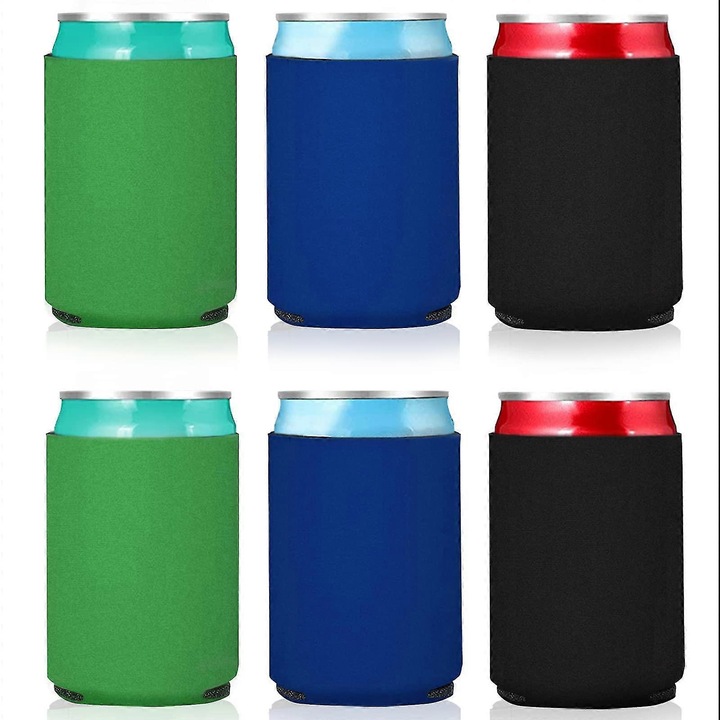 Set 6 suporturi pentru conserve, 3 culori, 330 ml, izolate, din bumbac spumos