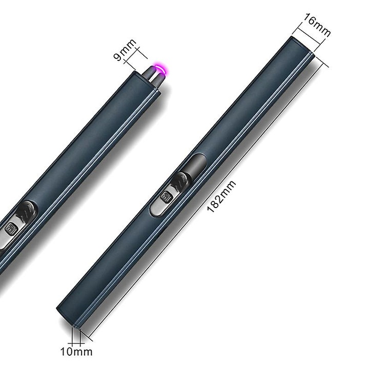 Bricheta electrica USB reincarcabila, portabila, rezistenta la vant, pentru aragaz, gratar, camping, 182x16x10mm, gri