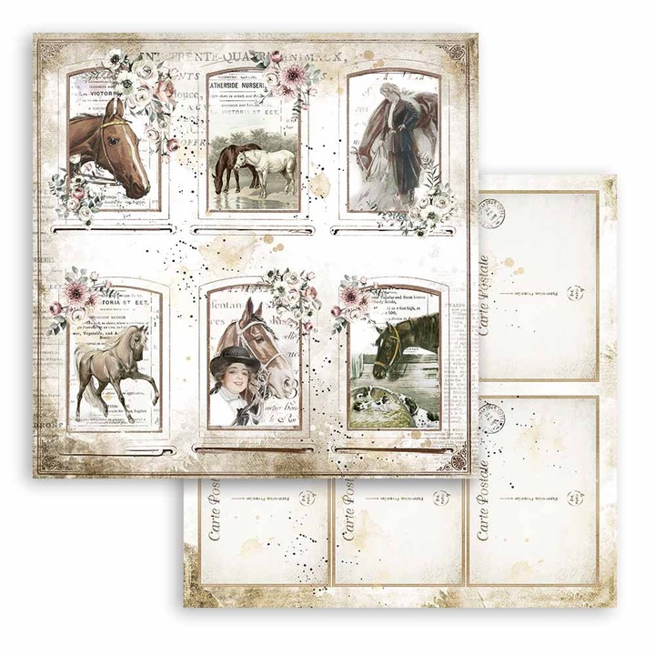 Scrapbooking papír két oldalas - Romantika Lovak kártyák