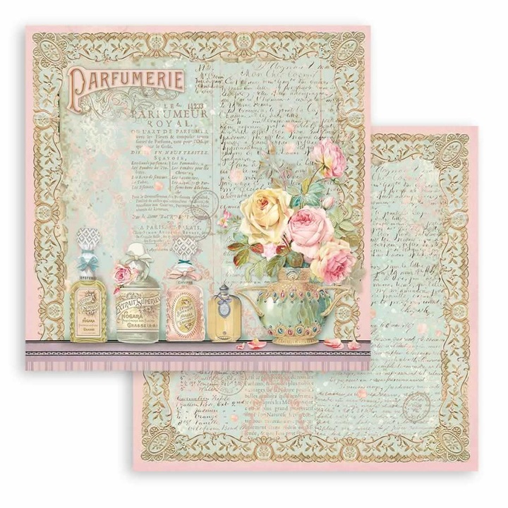 Hârtie scrapbooking dublă - Rose Parfum parfumerie