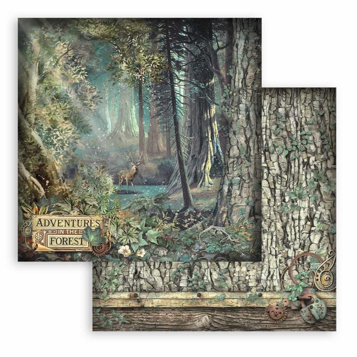 Scrapbook kétoldalas papír - Magic Forest Adventure forest