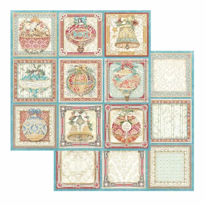Scrapbooking kétoldalas papír - Christmas Greetings tags
