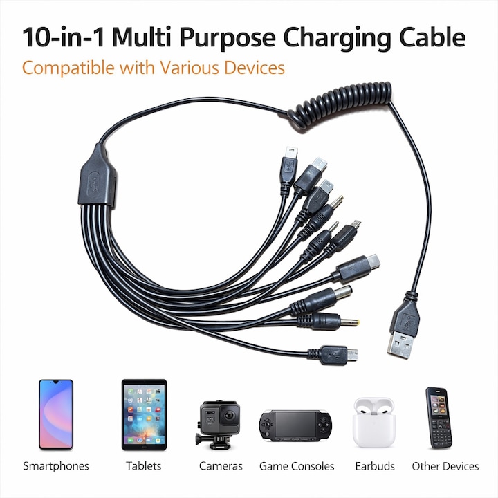 Cablu De Incarcare Universal 10 in 1 Cu Extensie 1m Compatibil Cu cablu-de-incarcare-universal-10-in-1-cu-extensie-1m-compatibil-cu