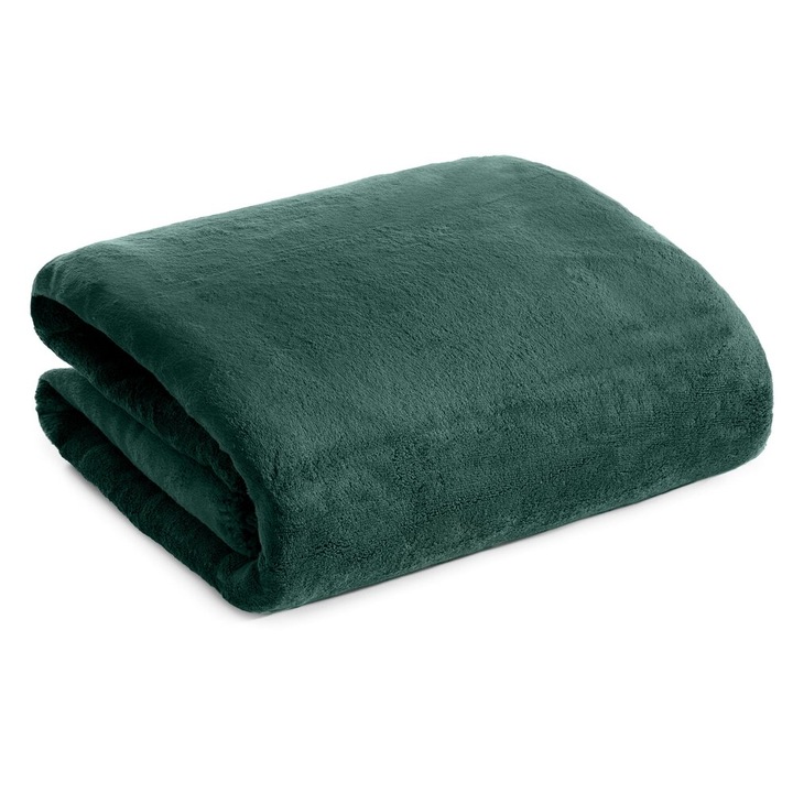 Patura, cuvertura pentru fotoliu 70x160 cm verde inchis din fleece moale cu structura de miel TEDY Eurofirany Premium