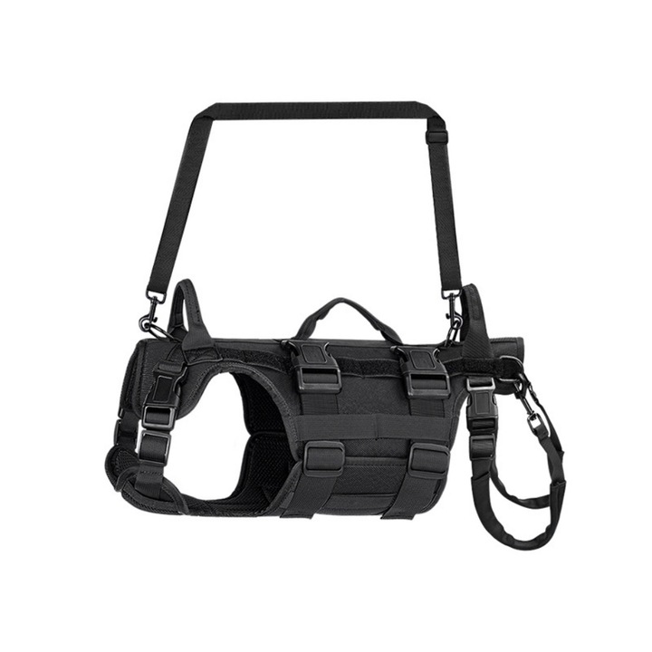 Centura de sprijin pentru animale de companie, din tesatura Oxford, cu design de sprijin in toate directiile, rezistenta la tractiune, reglabila in mai multe pozitii, impermeabila, respirabila, negru, marime L