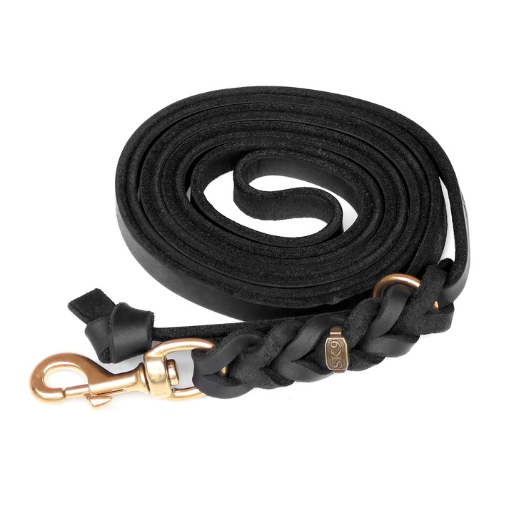 Lesa premium SK9 cu nod, 16 mm, piele naturala, alama, 250 cm