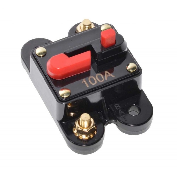 Siguranță auto cu reset 100A, protecție circuit 12V-24V, IP67, 80x50x45mm