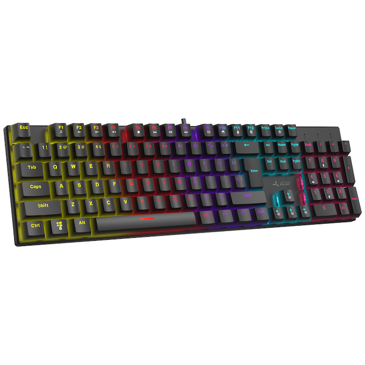 Triadyn PLAY TAYGETE mechanikus gamer billentyűzet, Anti-Ghosting, BLUE kapcsolók, RGB világítás, fekete
