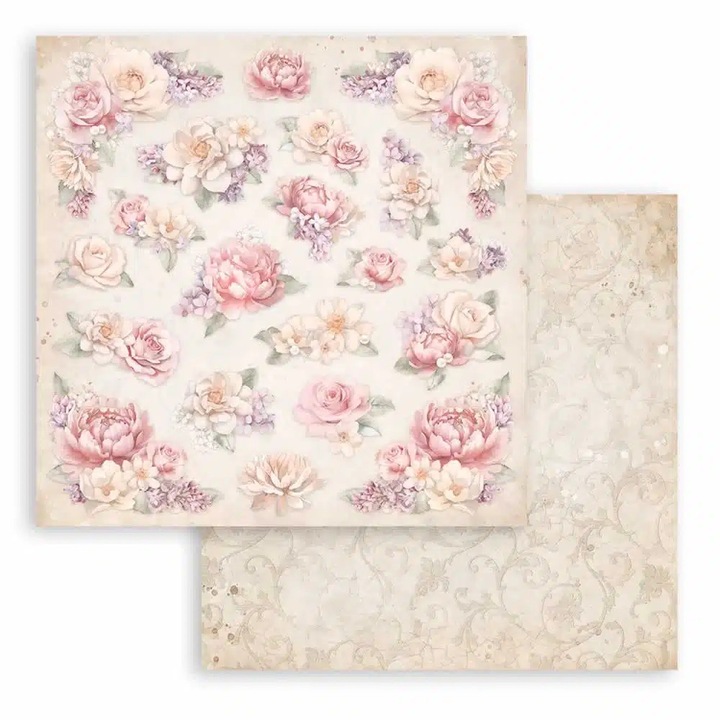 Scrapbooking kétoldalas papír - Romance Forever floral pattern