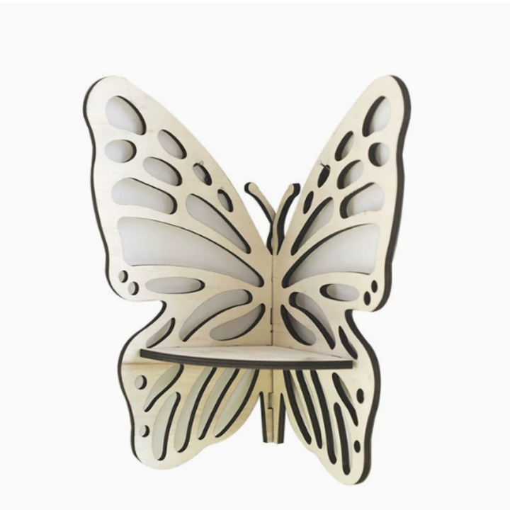 Raft de colt LISM Butterfly — Un raft de expunere plutitor, potrivit pentru dormitoare, bai, bucatarii, birouri si decorul camerei de zi, Stil boem，Alb