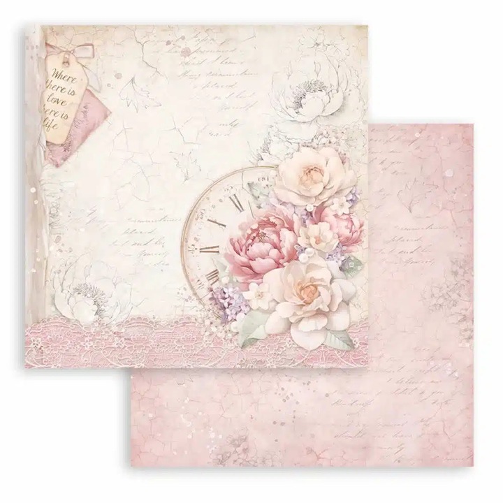 Scrapbooking kétoldalas papír - Romance Forever clock