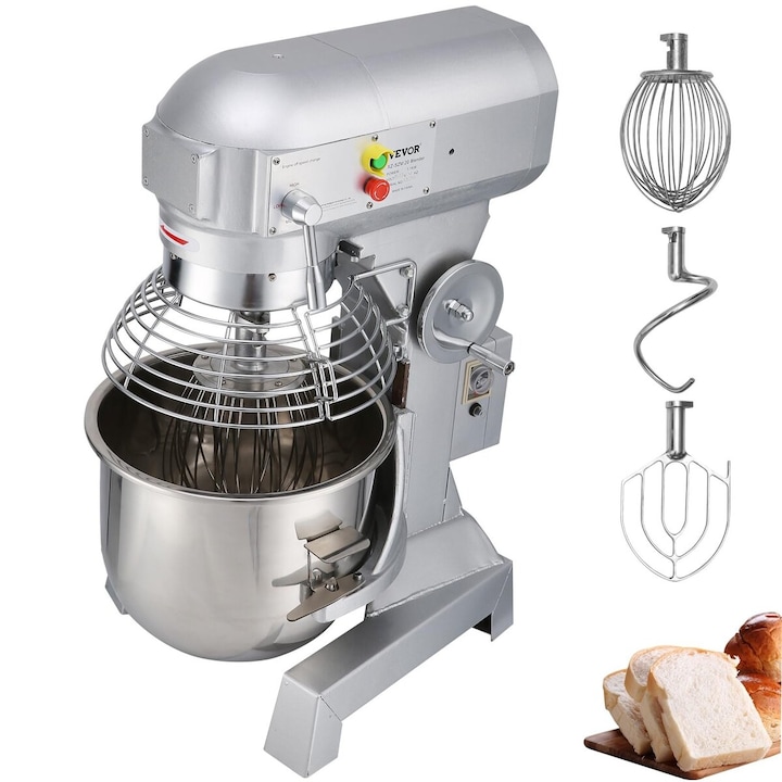 Mixer de bucatarie industrial, VEVOR, 15Qt, 600W, 3 viteze, bol din otel inoxidabil, 37.2x47.4x67.6cm
