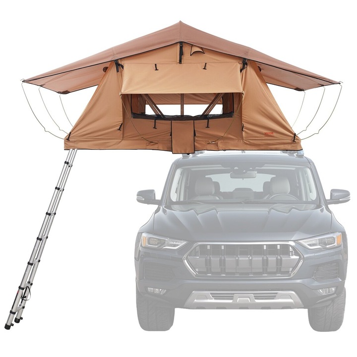 Cort camping VEVOR, cort pe acoperis pentru 2-3 persoane, impermeabil, cu scara telescopica, 120.1 lbs, 210x130x100cm