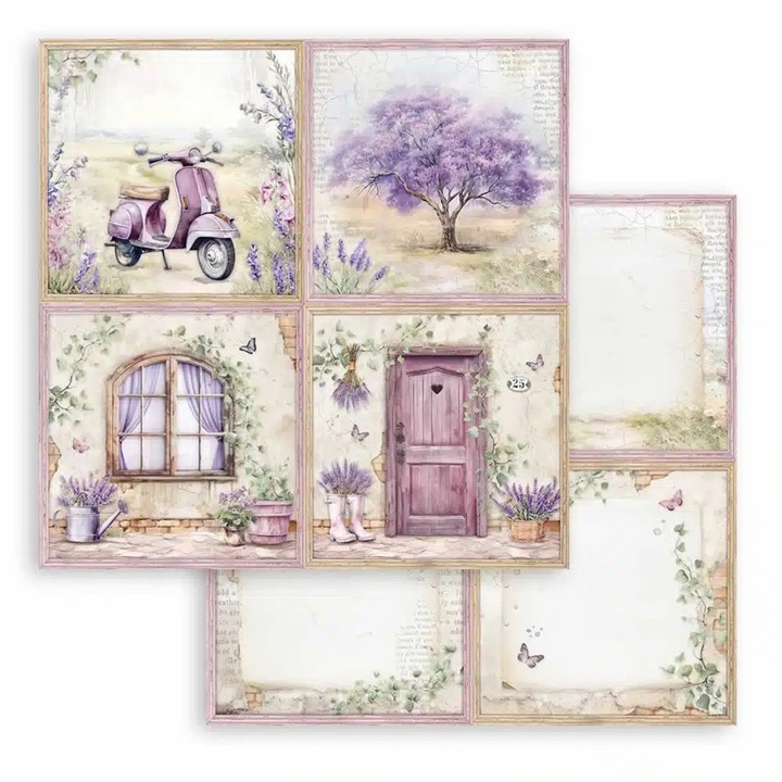 Scrapbooking kétoldalas papír - Lavender 4 cards