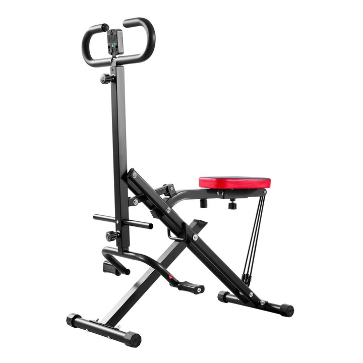 Aparat de fitness VEVOR, masina de genuflexiuni, cu 3 benzi de rezistenta, negru, 900x580x1120mm