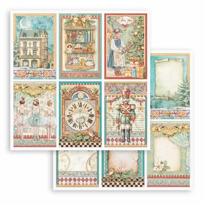 Scrapbooking kétoldalas papír - The Nutcracker 6 cards