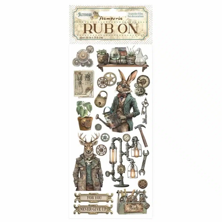 Autocolante autoadezive 10,16×21,6cm Stamperia, Alterego, Mecanisme, instrumente