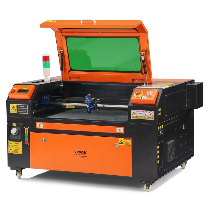 VEVOR 60W CO2 lézergravírozó gép, 400x600mm, 500mm/s munkasebesség, légsegéd, fához és akrilhoz
