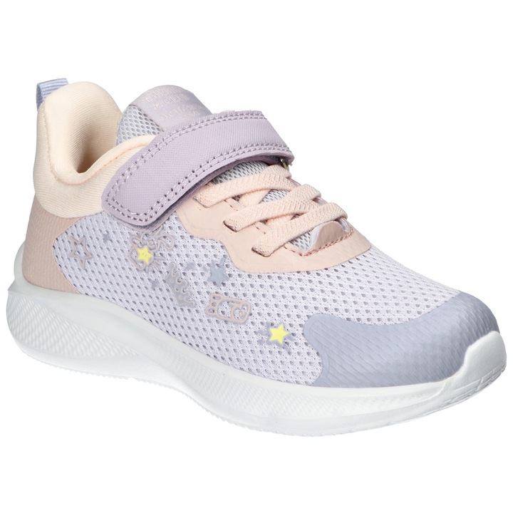 Pantofi sport pentru fete American Club RL178, cu scai, usori, brant din piele, Violet/Roz