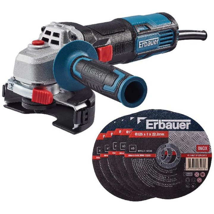 Polizor unghiular Erbauer ERB979GRD, 750W, 125 mm, 12200rpm