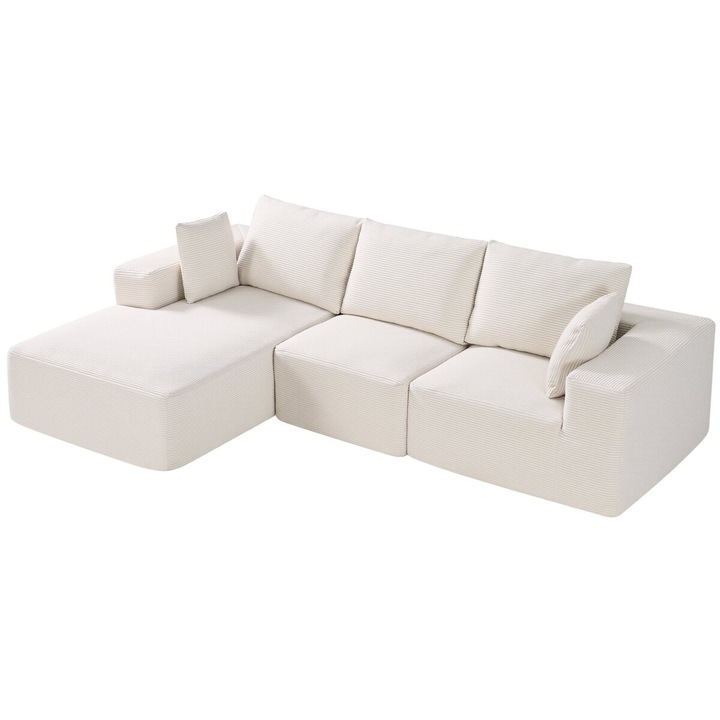 Canapea modulara sectionala VEVOR, forma L, bej, dimensiuni 2650x1650x570mm, perne incluse