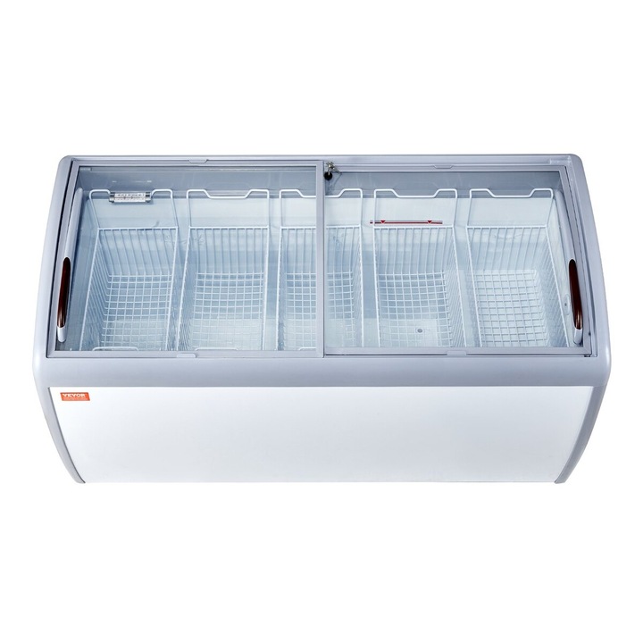 Vitrina frigorifica comerciala VEVOR, 460 L, cu 5 cosuri, 2 usi glisante, mobila, alba