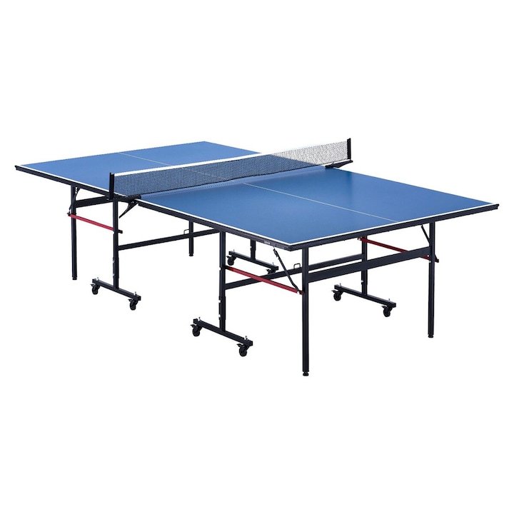 Masa tenis VEVOR, foldabila, 12mm, 107.9x60x30 inch, cu plasa cu clema, roti blocabile