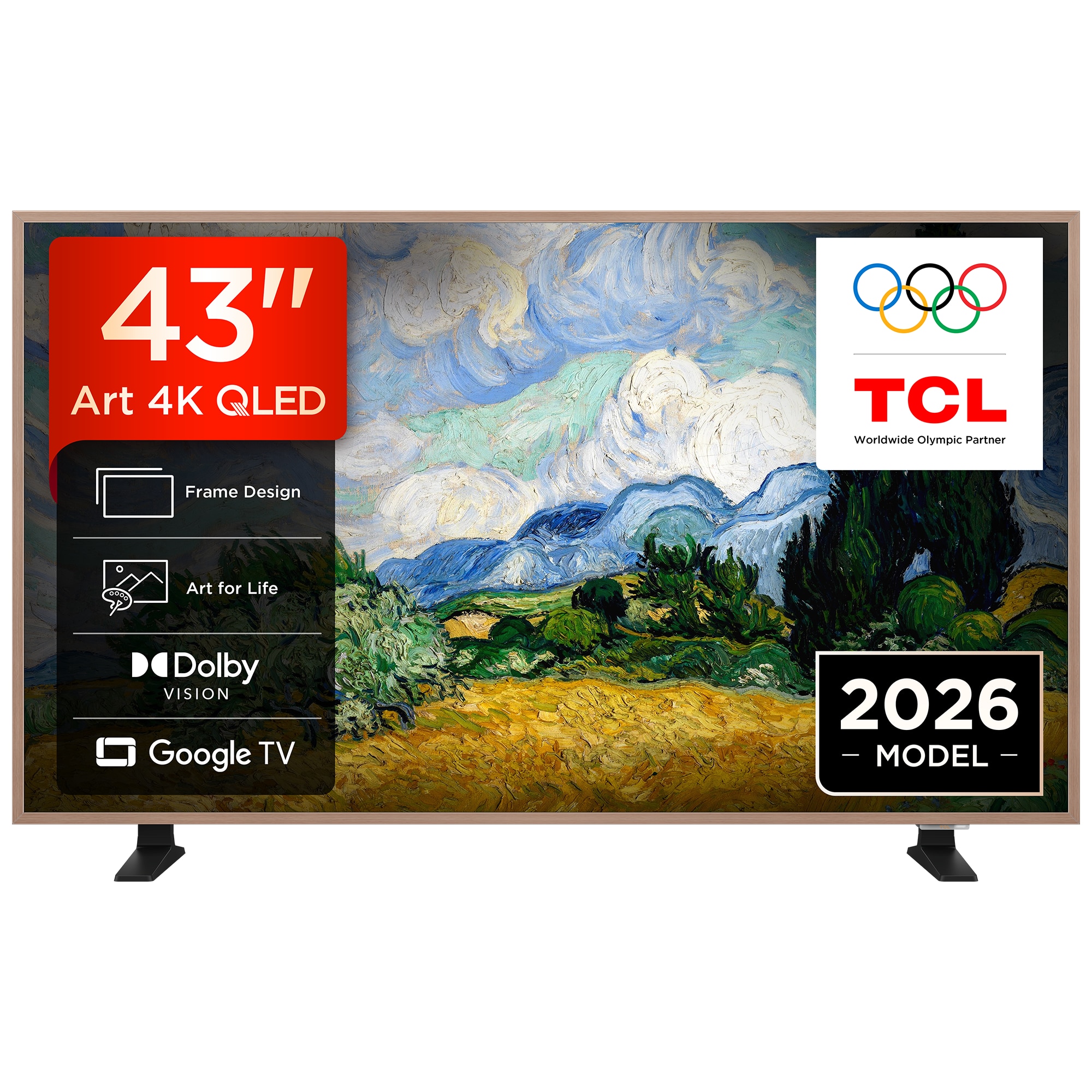 Televizor TCL QLED Art 43A400 Pro, 108 cm, Smart Google TV, 4K Ultra HD, Clasa E (Model 2026)
