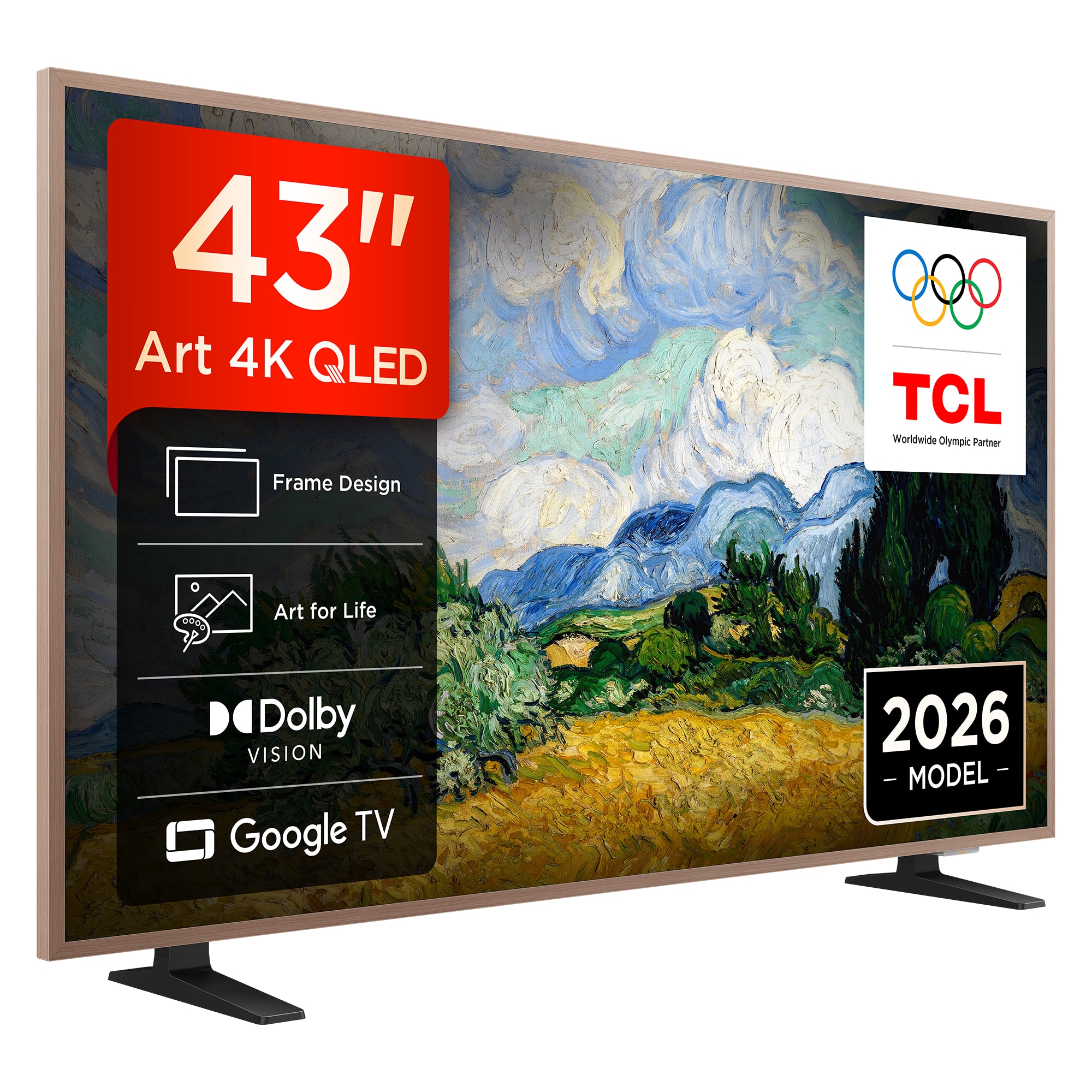 Televizor TCL QLED Art 43A400 Pro, 108 cm, Smart Google TV, 4K Ultra HD, Clasa E (Model 2026)