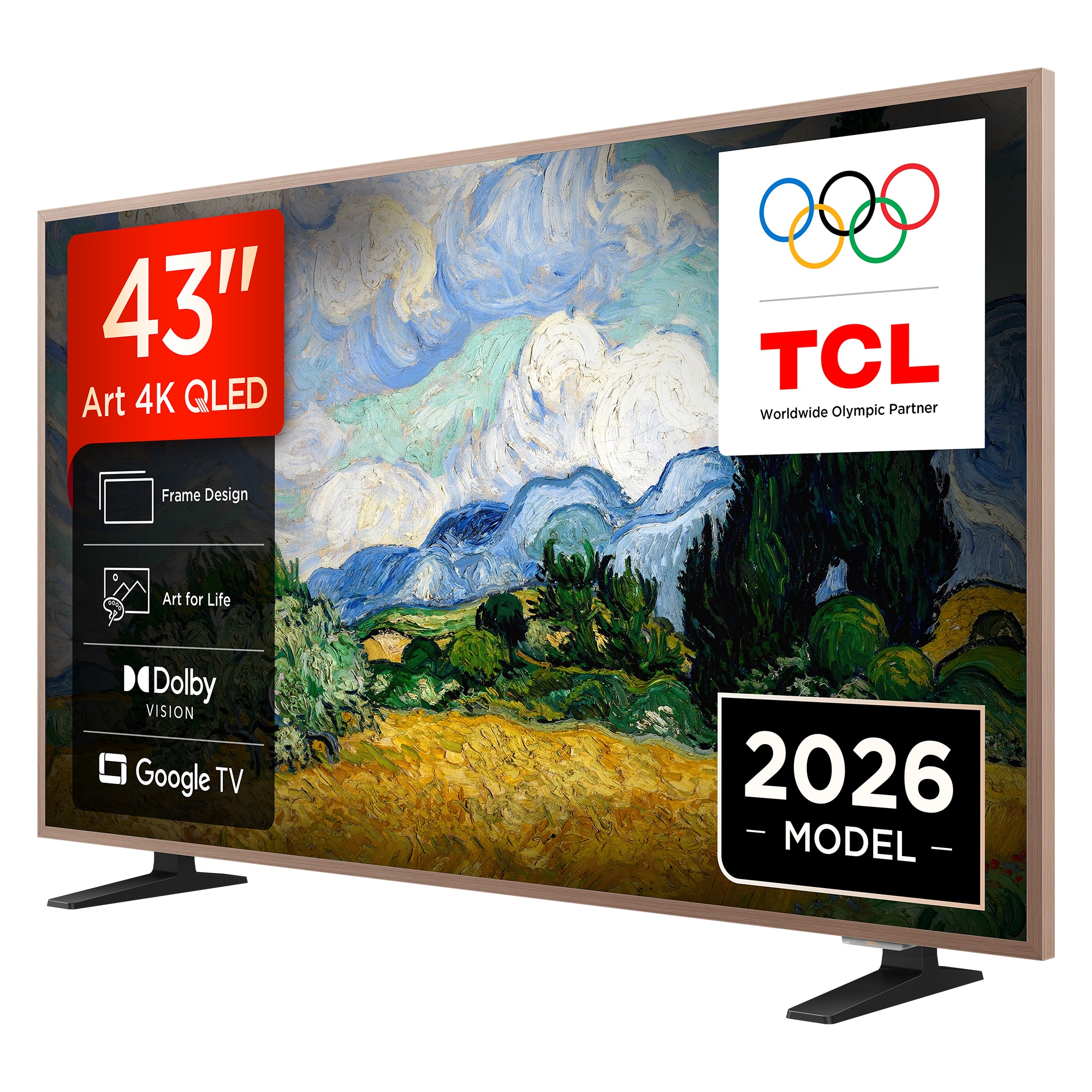 Televizor TCL QLED Art 43A400 Pro, 108 cm, Smart Google TV, 4K Ultra HD, Clasa E (Model 2026)