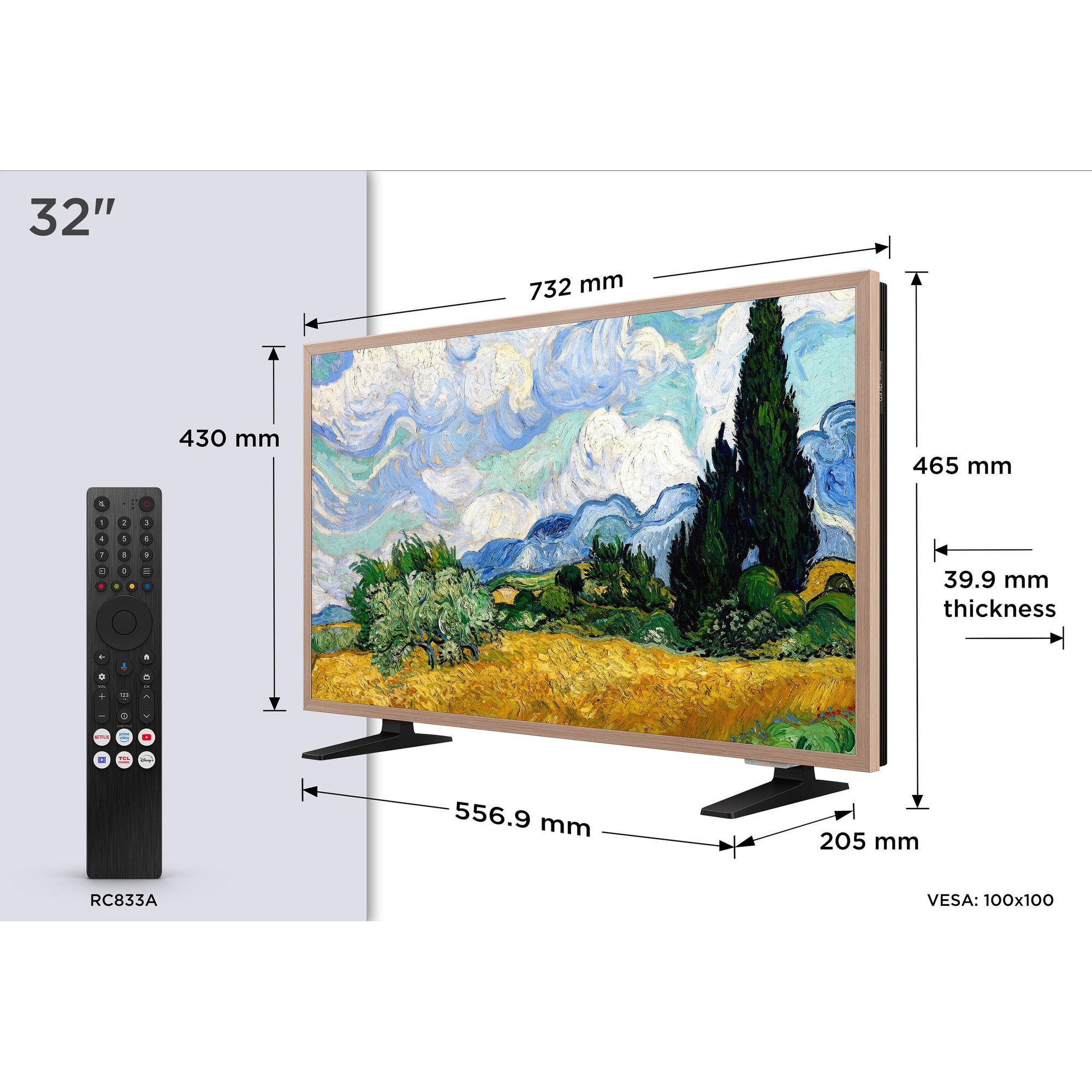 Televizor TCL QLED Art 32A400 Pro, 80 cm, Smart Google TV, Full HD, Clasa E (Model 2026)