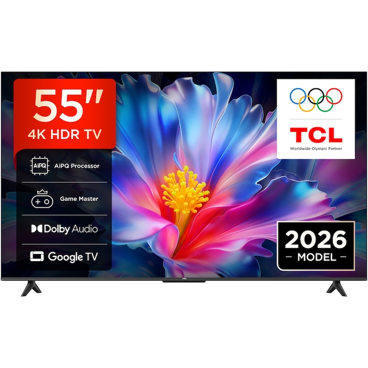 Televizor TCL LED 55P6L, 139 cm, Smart Google TV, 4K Ultra HD, Clasa E (Model 2026)